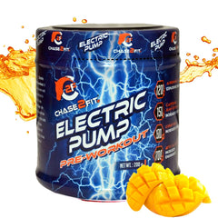 Chase2Fit Electric Pump Pre-Workout | 150mg Caffeine, Beta-Alanine, Creatine & Arginine | Energy, Focus & Endurance | Orange, Mango & Green Apple | 200g