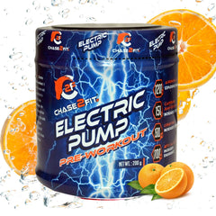 Chase2Fit Electric Pump Pre-Workout | 150mg Caffeine, Beta-Alanine, Creatine & Arginine | Energy, Focus & Endurance | Orange, Mango & Green Apple | 200g