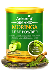 Ankerite Organic Moringa Leaf Powder First Time In India with Delicious Orange & Green Apple flavor help naturally boost energy levels, Improve Stamina & Vitality, Rich in Vitamin & Minerals