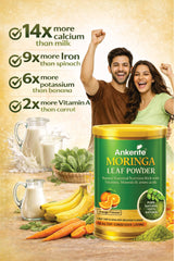 Ankerite Moringa Leaf Powder | Rich in Vitamins A, C & E | Energy, Immunity & Digestive Wellness | Orange & Green Apple with Unflavored-300g