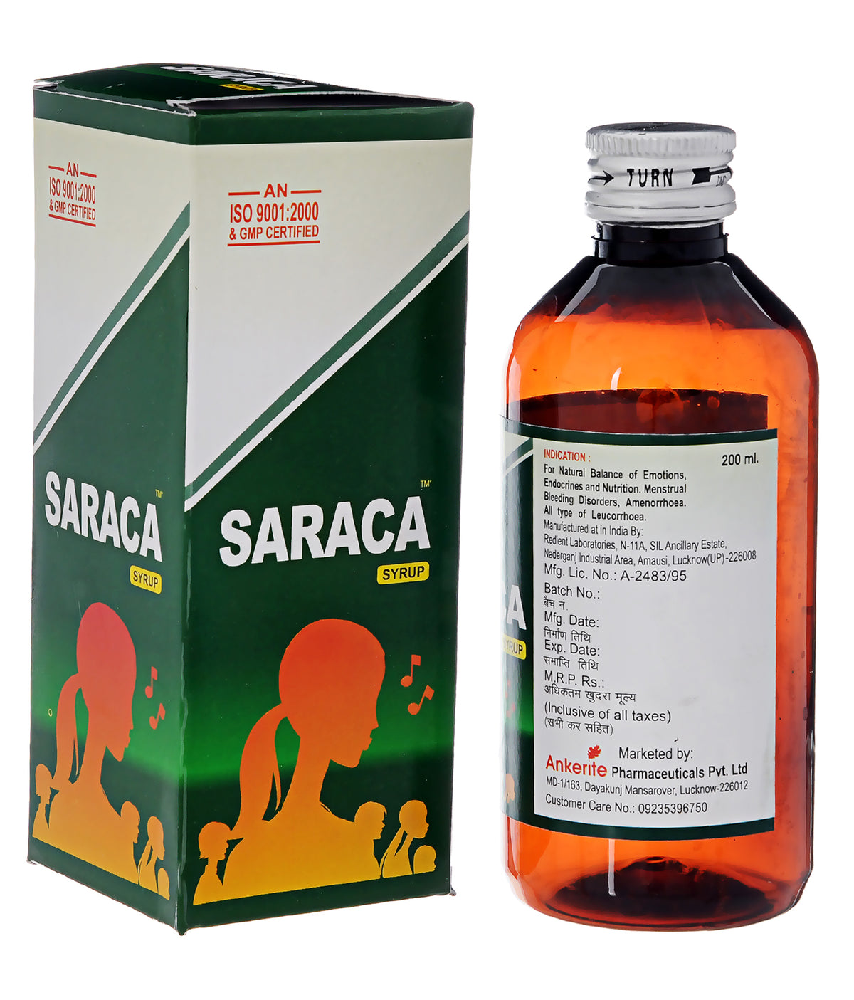 Ankerite Saraca Syrup-Induces Menstrual Flow, Supports Women's Health Herbal Formula (450 ml)