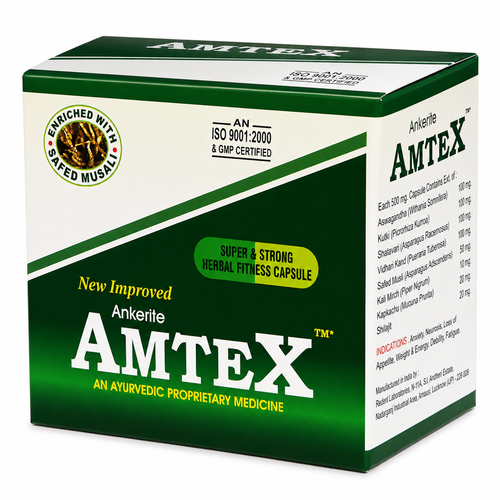 Ankerite Amtex-100 Ayurvedic Capsules | Ashwagandha & Shilajit | Supports Male Vitality & Stamina | 100 Capsules