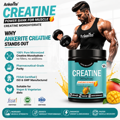 Ankerite Micronized Creatine Monohydrate | 3g Per Serving | Supports Strength & Muscle | Mango, Orange & Unflavoured | 100g / 200g / 300g