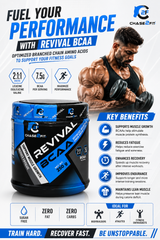 Chase2Fit Revival BCAA | 5g BCAAs Per Serving | Muscle Recovery & Endurance | Orange & Green Apple | 250g