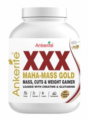 Ankerite XXX MahaMass Gold | Whey Protein & Hydrolysate Mass Gainer | Muscle Building & Weight Gain | Chocolate | 1kg / 2kg / 3kg / 5kg
